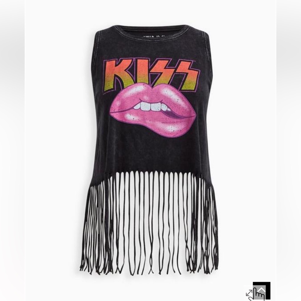 Torrid KISS Fringe Tank - Cotton Wash Black
